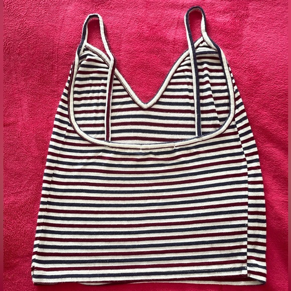 VGUC, Brandy Melville Striped Spaghetti Strap V Neck Soft Cotton Tank Top OS - Picture 4 of 6